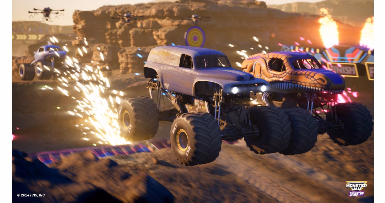 Monster truck boss battle in arena